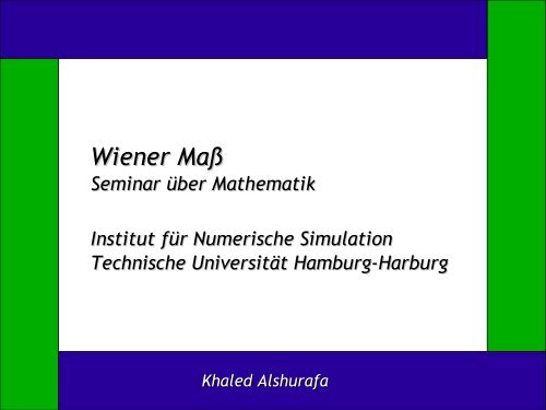 Wiener Maß - Institut für Mathematik - TUHH