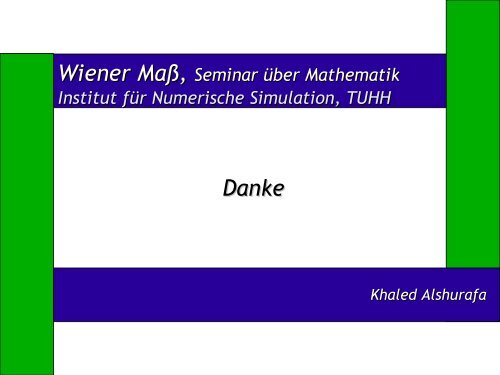 Wiener Maß - Institut für Mathematik - TUHH