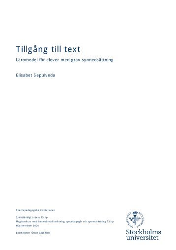 Tillgång till text - läromedel för elever med grav synnedsättning