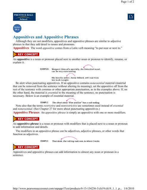 Appositives and Appositive Phrases