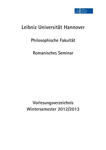 Kommentiertes Vorlesungsverzeichnis Wintersemester 2012/13