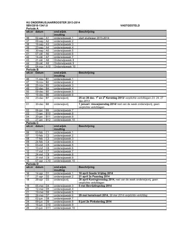 Jaarrooster HU 2013 - 2014 - HU Roosters