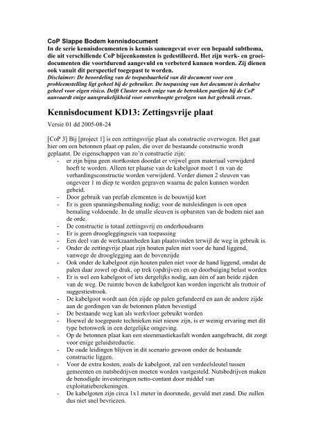 Kennisdocument KD13: Zettingsvrije plaat - Slappe Bodem