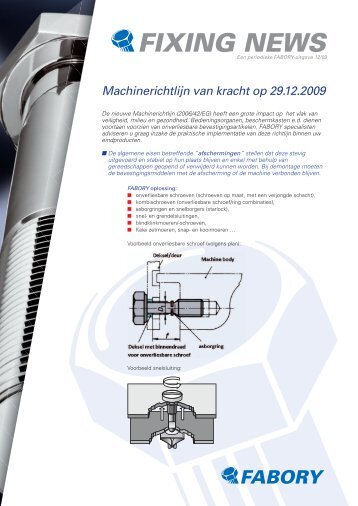 Machinerichtlijn van kracht op 29.12.2009 - Fabory