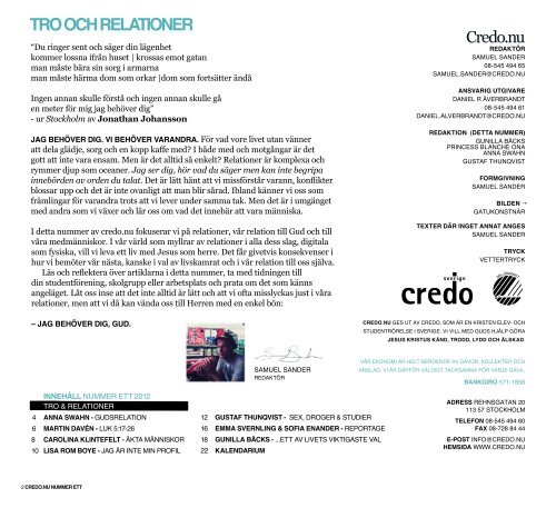 Nummer 1 - 2012 - Credo