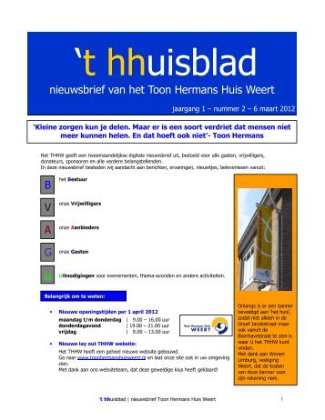 Nieuwsbrief 2012-2 - Toonhermanshuis Weert