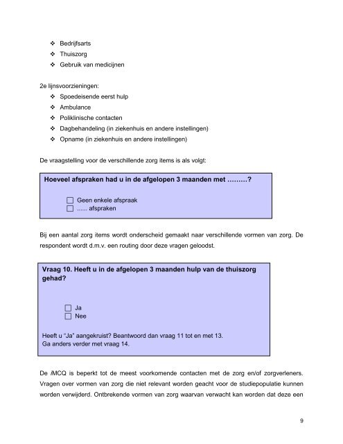 Medical Consumption Questionnaire FEBRUARI 2013