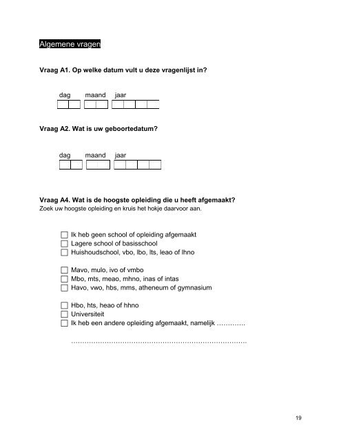 Medical Consumption Questionnaire FEBRUARI 2013