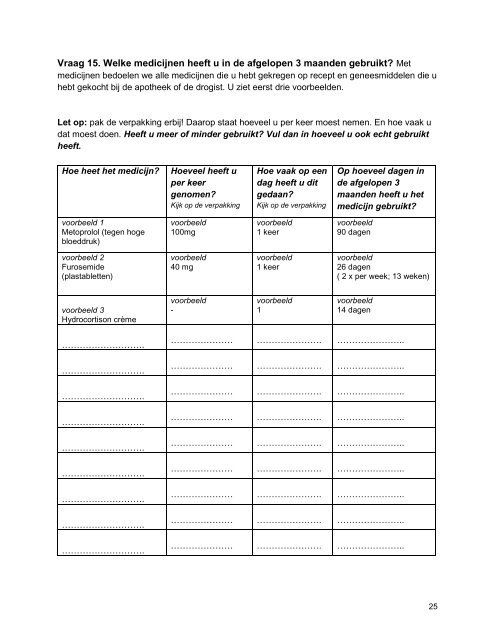 Medical Consumption Questionnaire FEBRUARI 2013