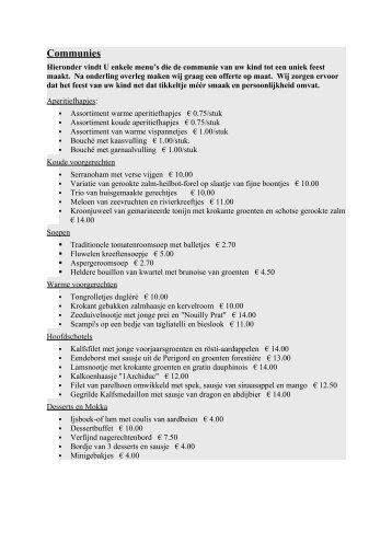 Communies - Traiteur Kok Ten Huize