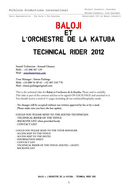 Baloji Rider 2012 5 Pieces Def Folklore Productions Inc