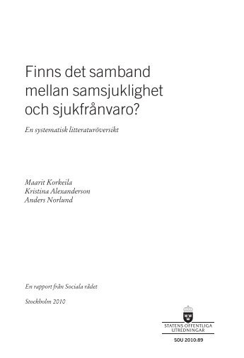 En systematisk litteraturöversikt SOU 2010:89 - Regeringen