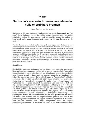 Suriname´s zoetwaterbronnen veranderen in vuile ... - nimos