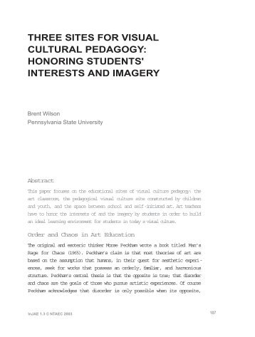 THREE SITES FOR VISUAL CULTURAL PEDAGOGY: HONORING ...