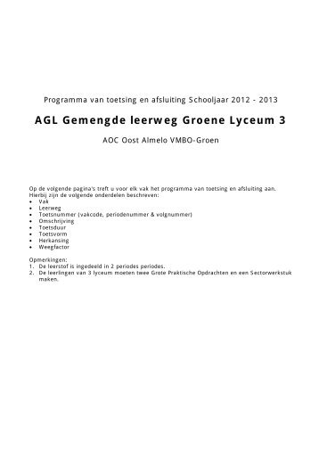 PTA Het Groene Lyceum leerjaar 3 - AOC Oost