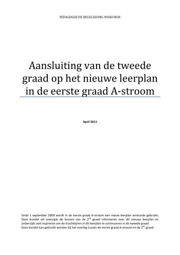 Aansluiting van de tweede graad op het nieuwe leerplan in de ...