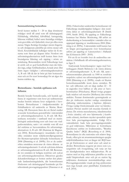 Litteratursammanställning marinbiologiska förhållanden - Favonius AB