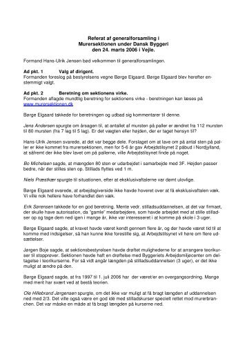 Referat af generalforsamling i Murersektionen under Dansk Byggeri ...