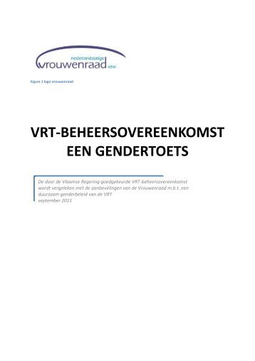 VRT-beheersovereenkomst, een gendertoets - Vrouwenraad