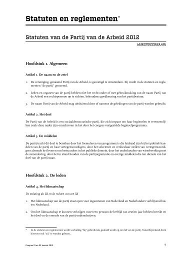 Statuten en reglementen* - PvdA