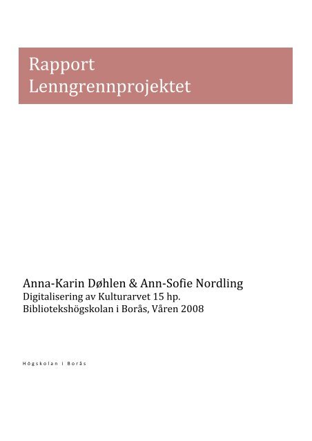 Rapport Lenngrennprojektet - tildabullen