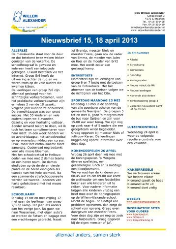 Nieuwsbrief152013 - OBS Willem Alexander