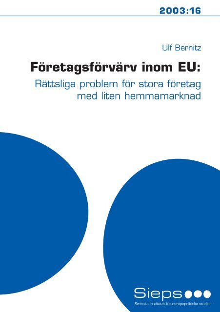 Företagsförvärv inom EU: - Sieps