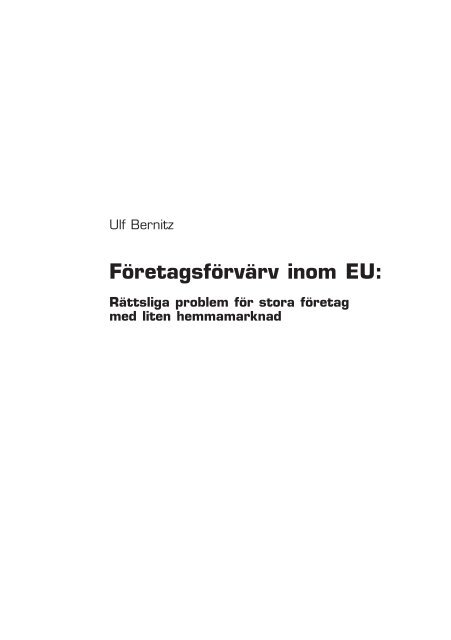 Företagsförvärv inom EU: - Sieps