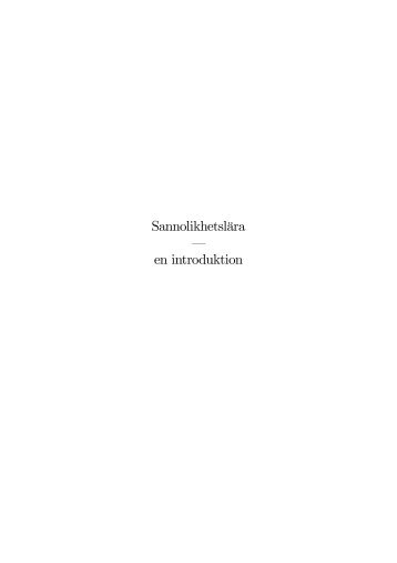 Sannolikhetslära – en introduktion