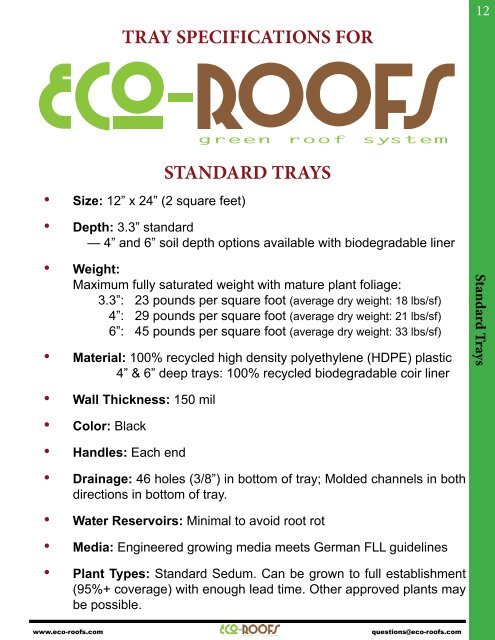 Eco-Roofs Brochure and Specifications PDF - Eco-Roofs Green ...