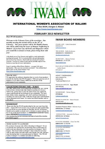 February 2013 - International Women Association of Malawi
