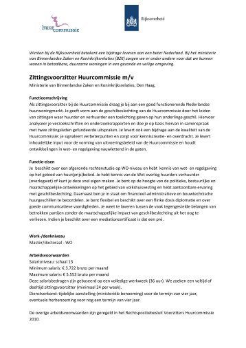 Zittingsvoorzitter Huurcommissie m/v