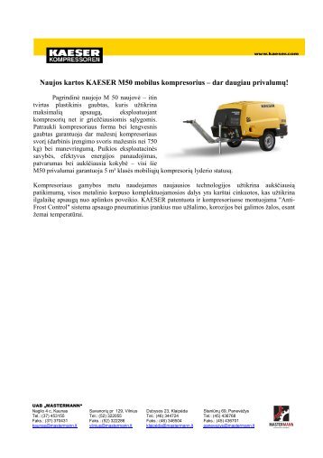 Naujos kartos KAESER M50 mobilus kompresorius ... - Mastermann