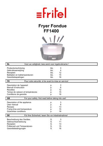 Fryer Fondue FF1400 - Gebroeders Nijs