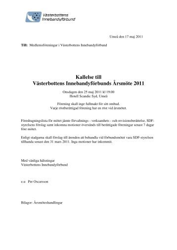 Kallelse till Västerbottens Innebandyförbunds ... - Innebandy.se