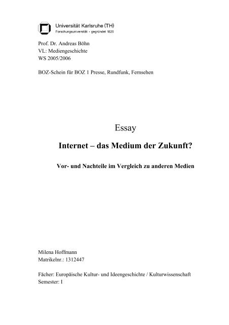 Essay Internet - Das Medium der Zukunft