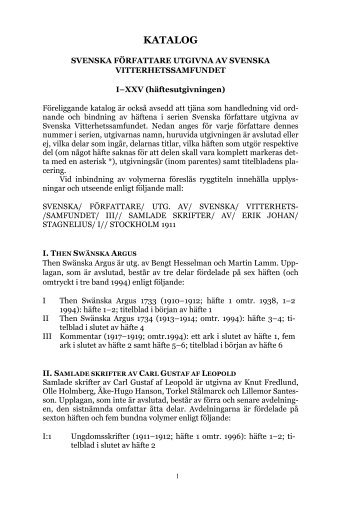 KATALOG - Svenska Vitterhetssamfundet