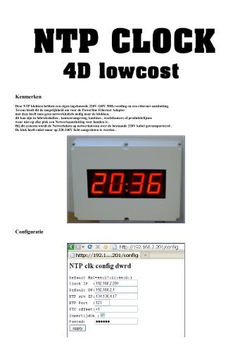 Kenmerken Configuratie - NTP CLOCK NTP Ethernet Digital LED ...