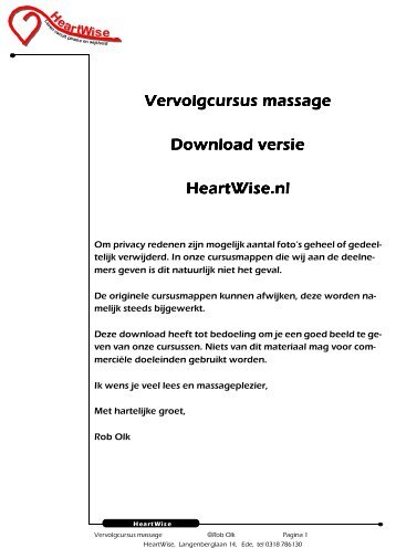 Vervolgcursus massage Vervolgcursus massage ... - Magic of Life