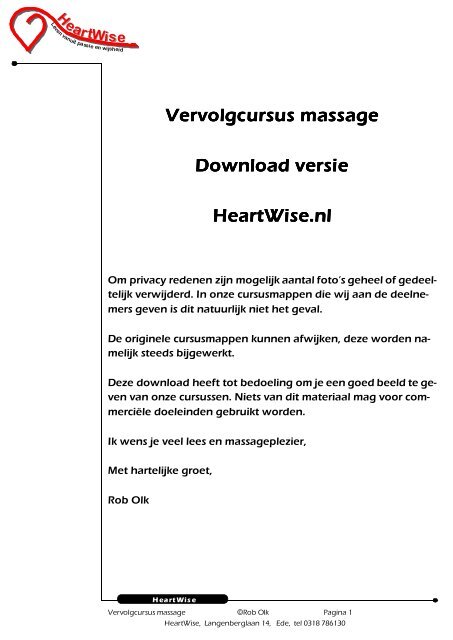 Vervolgcursus massage Vervolgcursus massage ... - Magic of Life