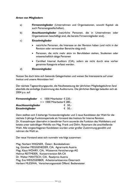 Vorstand 2003 – 2006 - Institut für Interne Revision Österreich