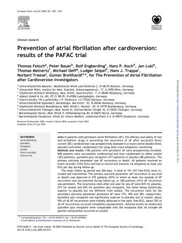 Prevention of atrial fibrillation after cardioversion - European Heart ...