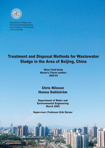 Treatment and Disposal Methods for Wastewater Sludge in the Area ...