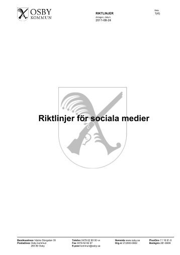 Riktlinjer för sociala medier - Osby Kommun