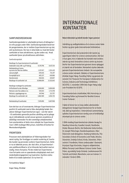 Experimentarums årsberetning 2004 - Experimentarium
