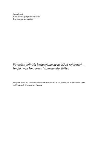 Påverkas politiskt beslutsfattande av NPM-reformer? - Syddansk ...