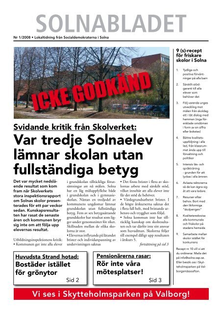 Solnabladet nr 1/08 - Socialdemokraterna
