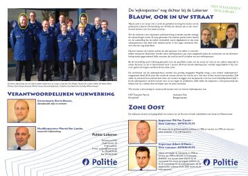 Blauw, ook in uw straat Zone Oost - Lokale Politie