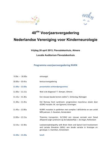 Voorjaarsvergadering Nederlandse Vereniging voor Kinderneurologie