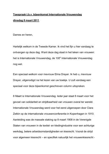 Toespraak Kamervoorzitter tijdens Internationale ... - Tweede Kamer